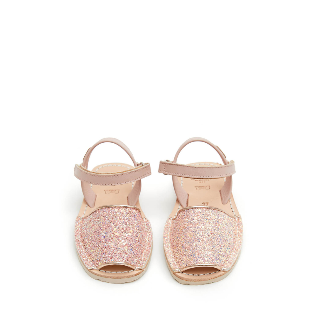 Kids | Flat Ankle Strap Avarcas | Glitter Pink