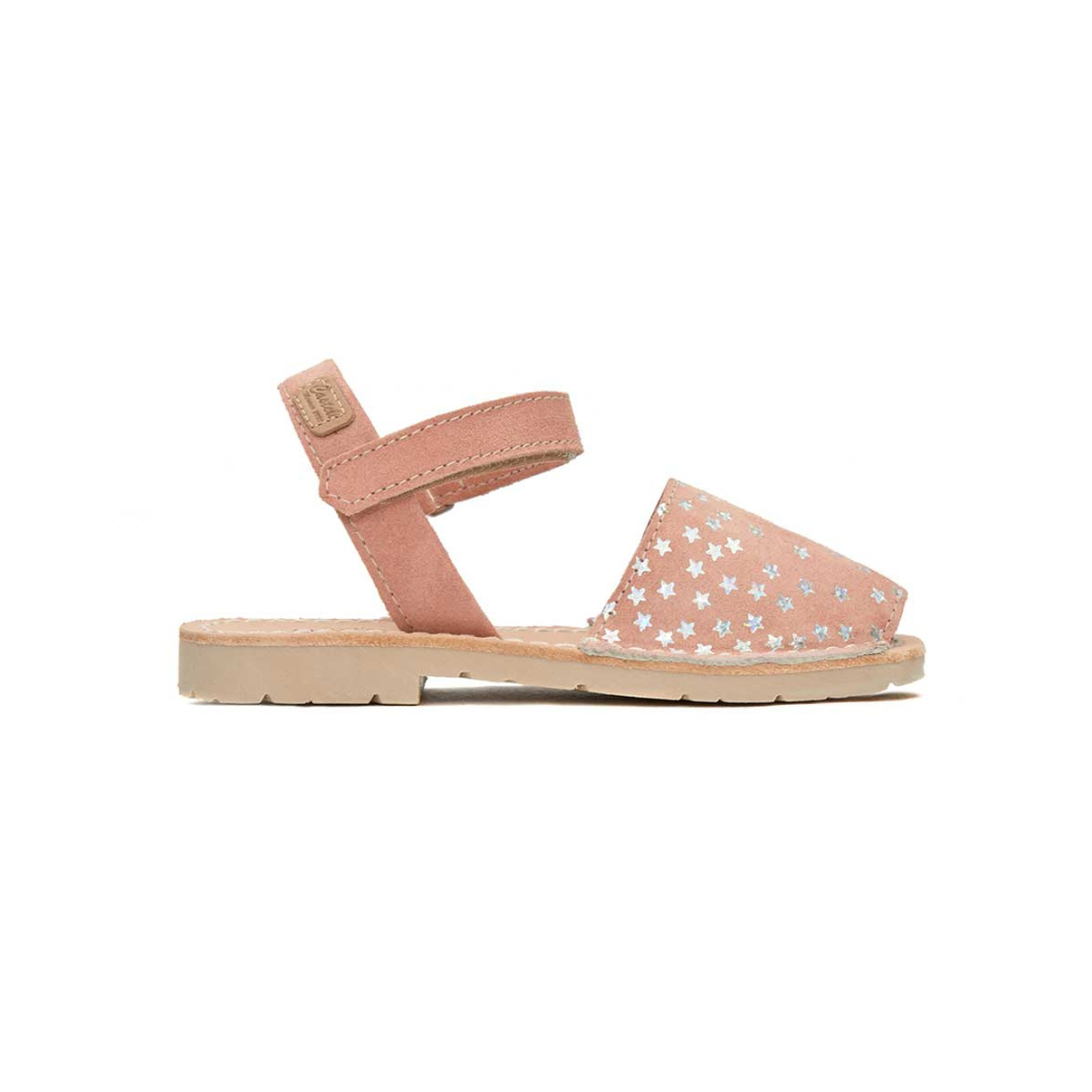 Kids | Flat Ankle Strap Avarcas | Peach Stars