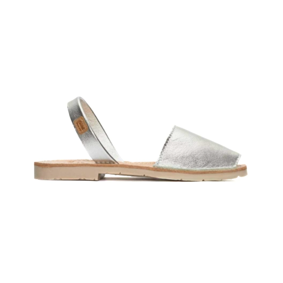 Kids | Flat Avarcas | Metallic Silver