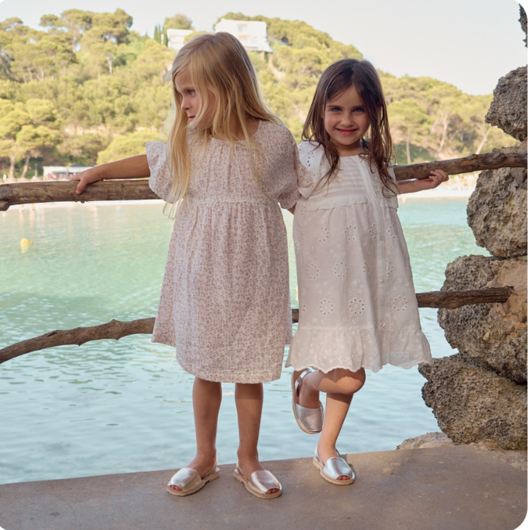 Kids | Flat Avarcas | Metallic Champagne