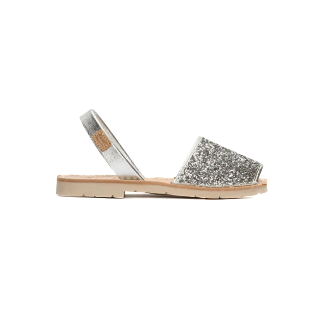Kids | Flat Avarcas | Glitter Silver