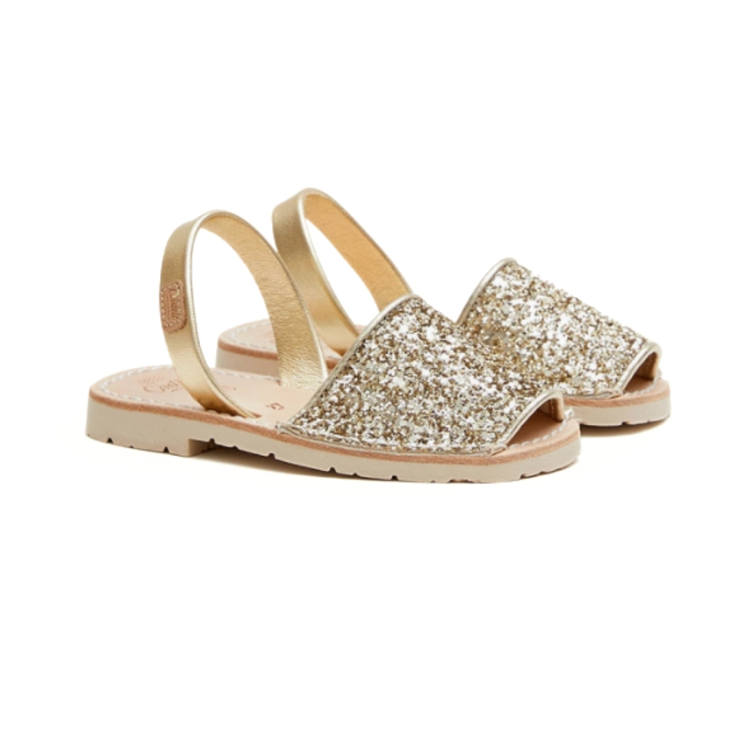 Kids | Flat Avarcas | Glitter Gold