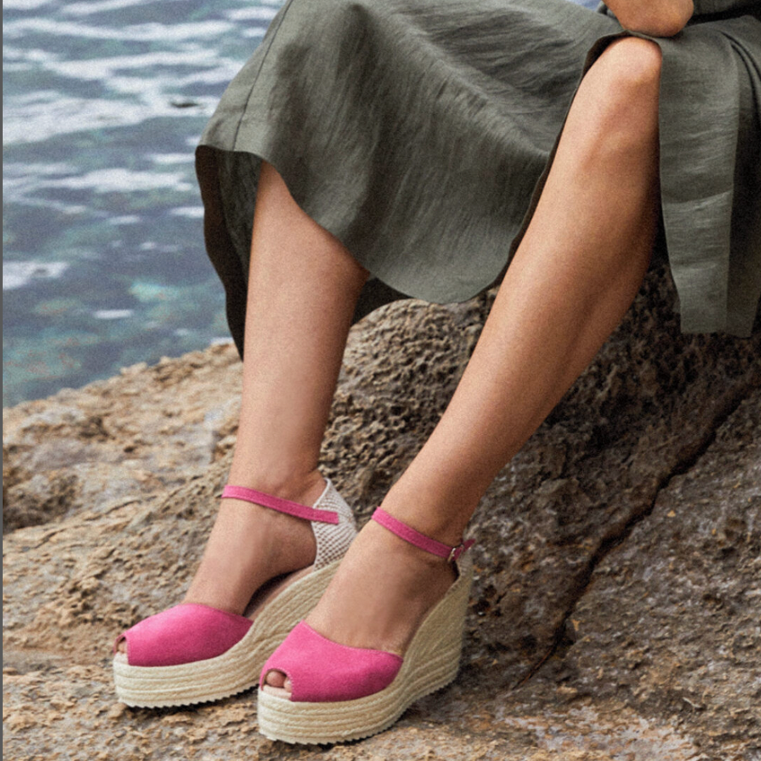 Wedge Espadrilles Peep toe | Hot Pink