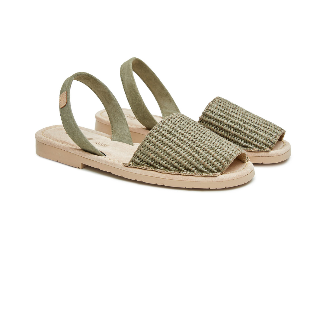 Flat Avarcas | Raffia Olive