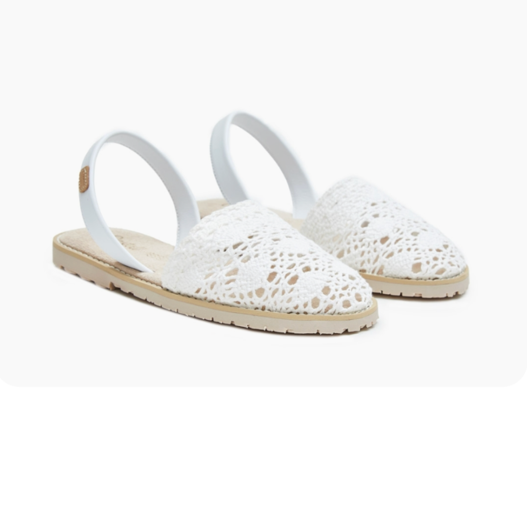 Flat Avarcas | White Crochet