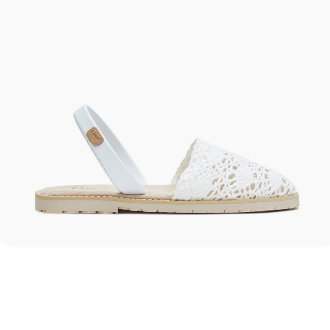 Flat Avarcas | White Crochet