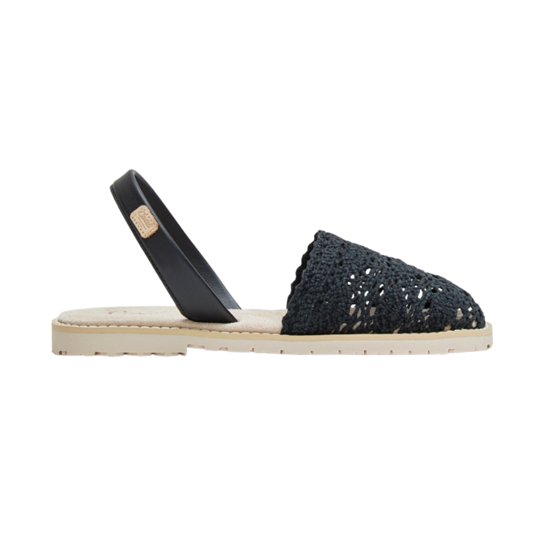 Flat Avarcas | Black Crochet