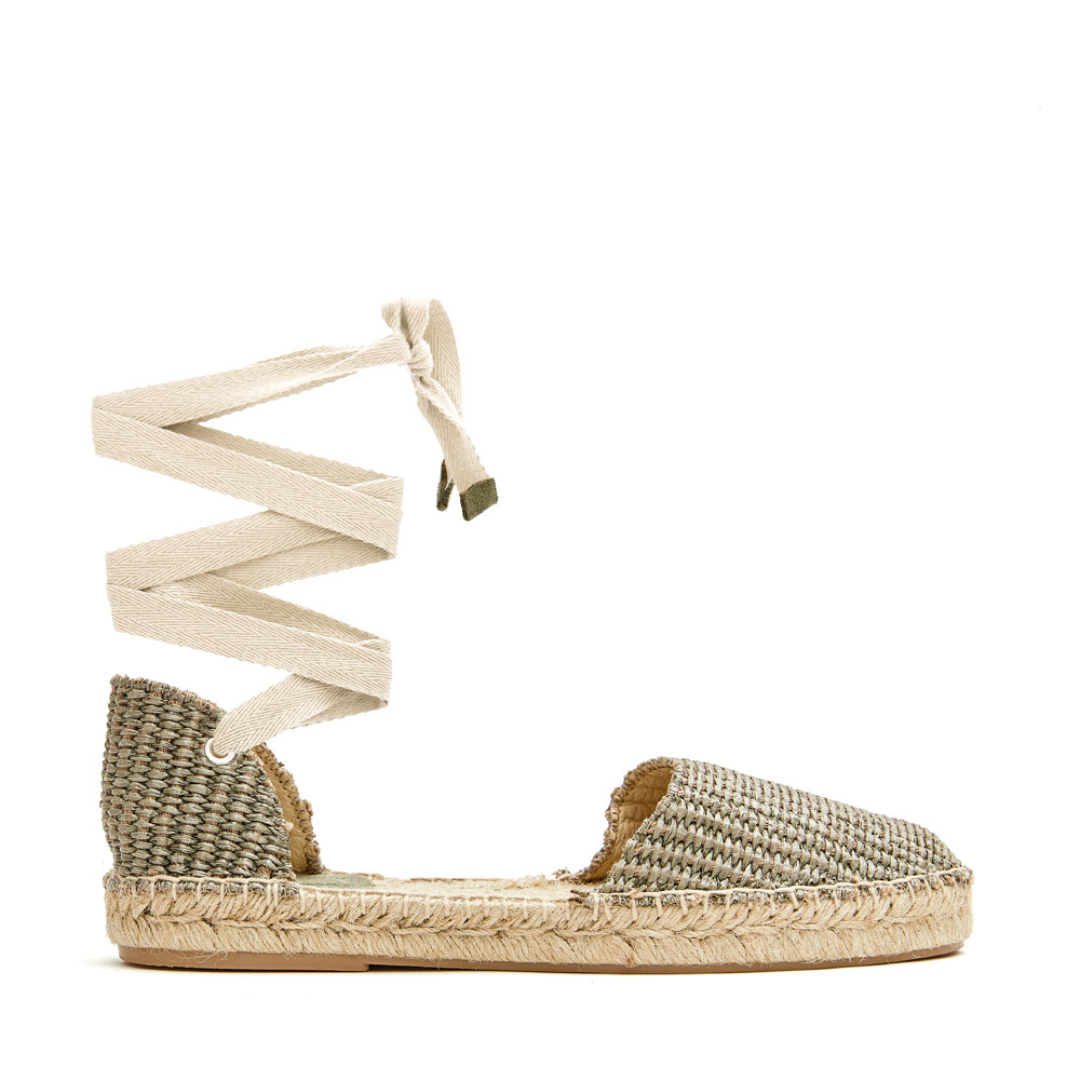Flat Espadrilles | Raffia Olive