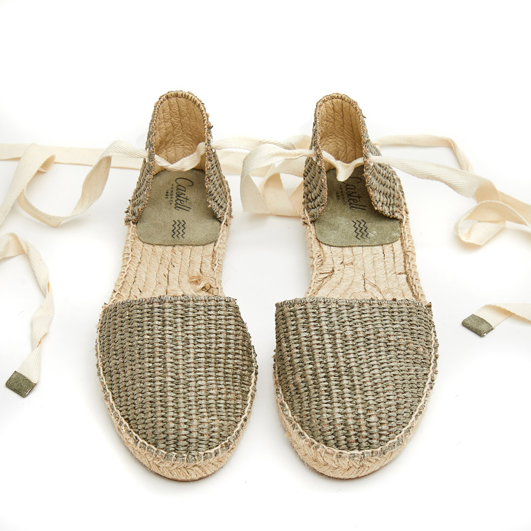Flat Espadrilles | Raffia Olive