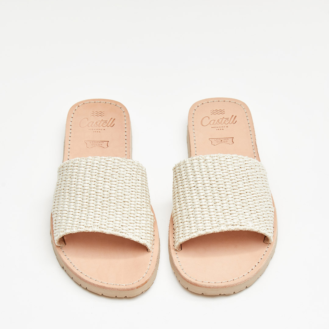 Slide Sandals | Raffia Cream