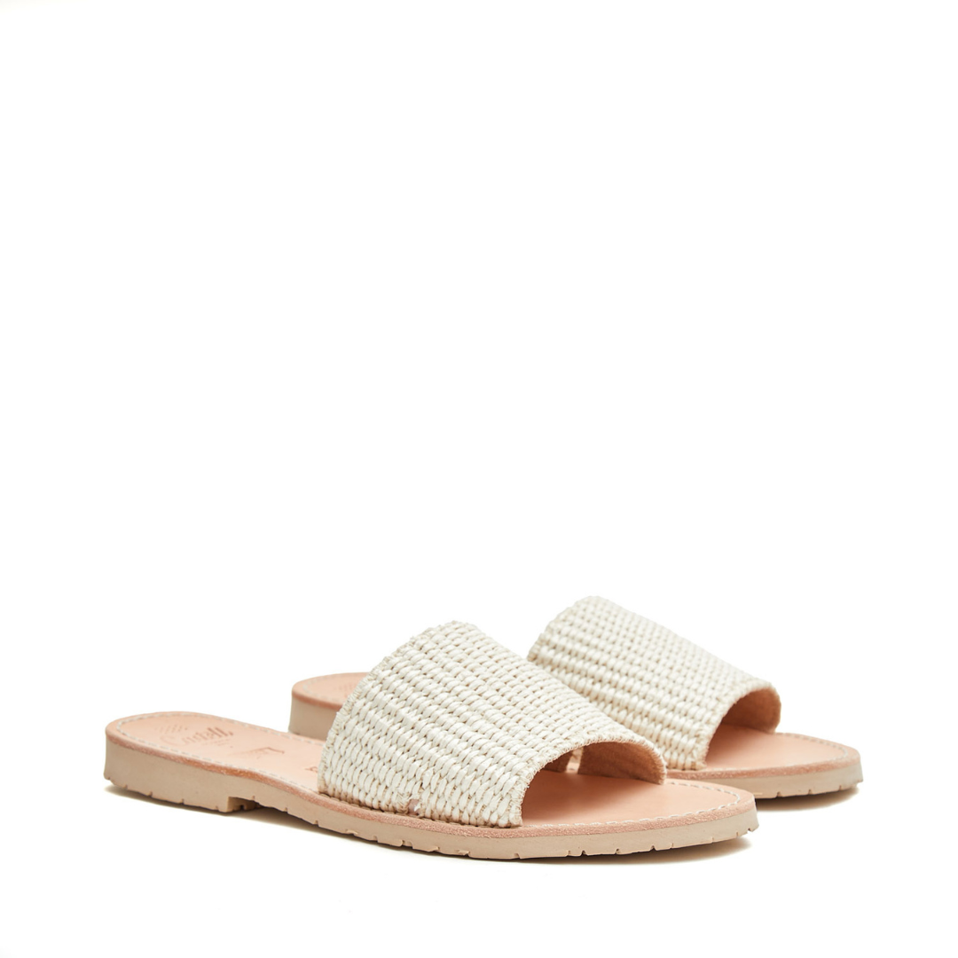 Slide Sandals | Raffia Cream