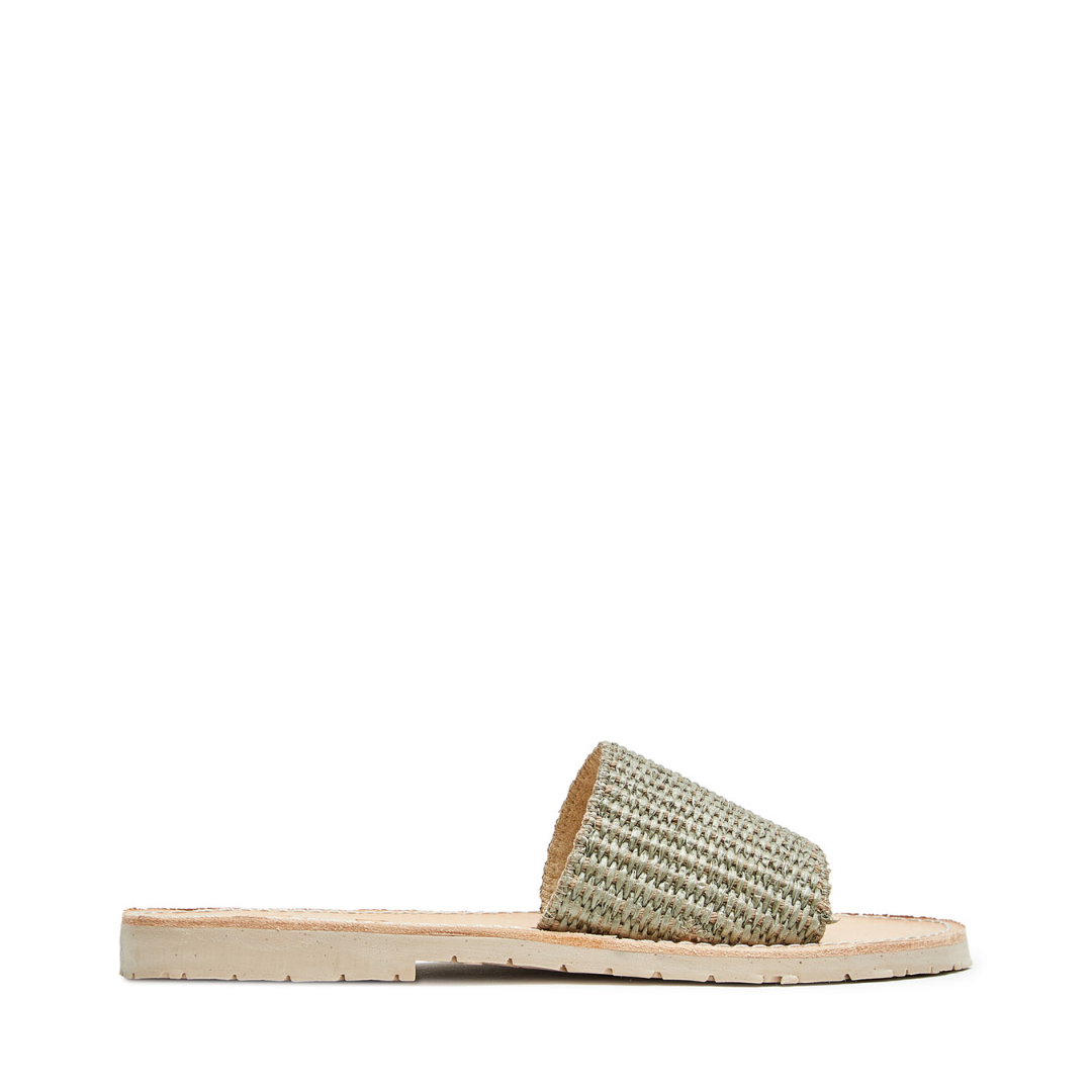 Slide Sandals | Raffia Olive