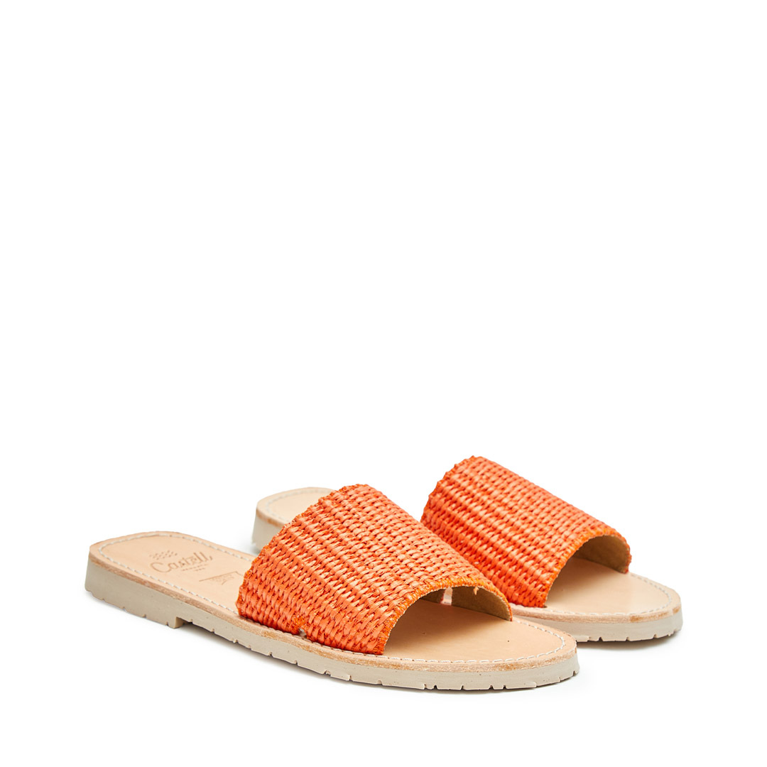 Slide Sandals | Raffia Orange