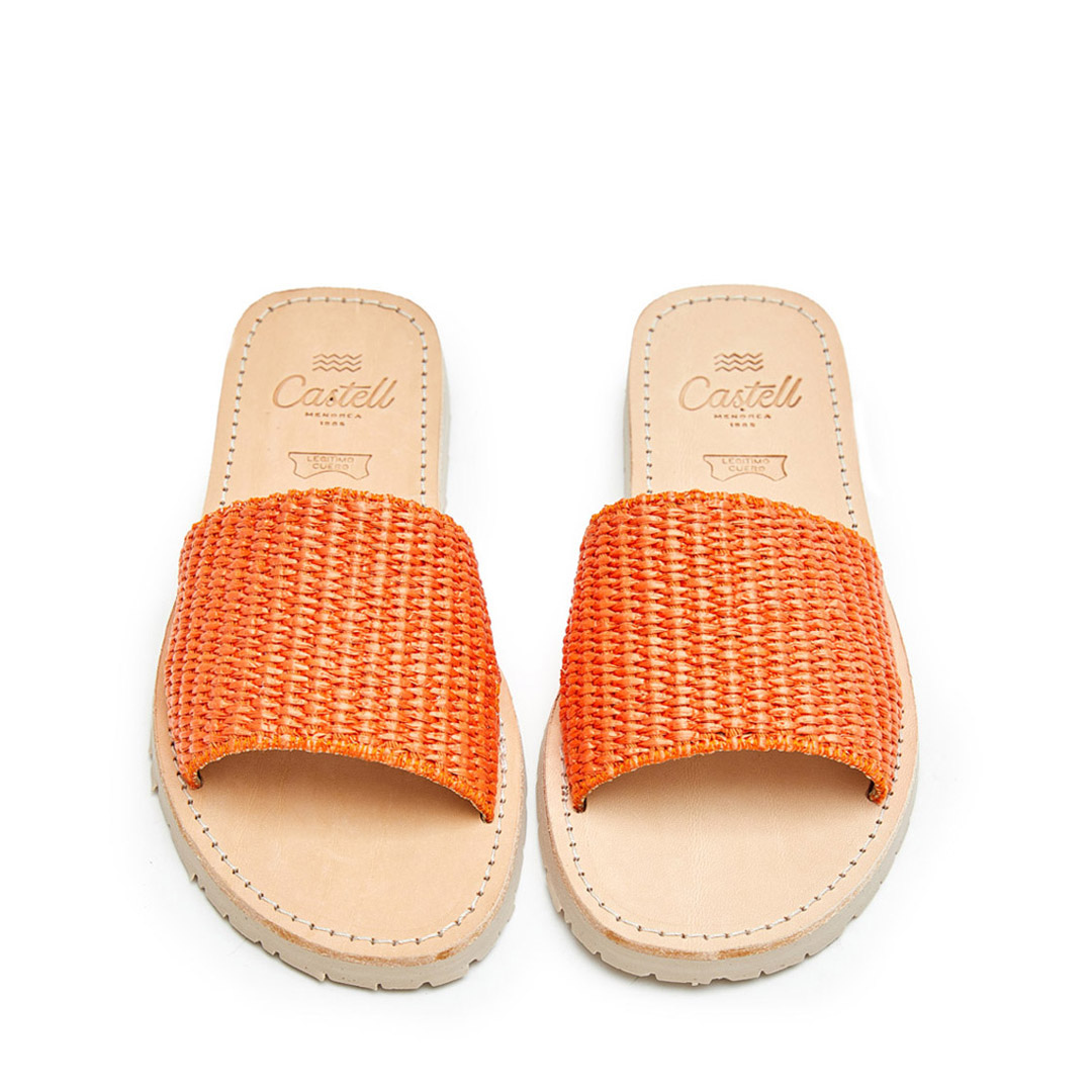 Slide Sandals | Raffia Orange