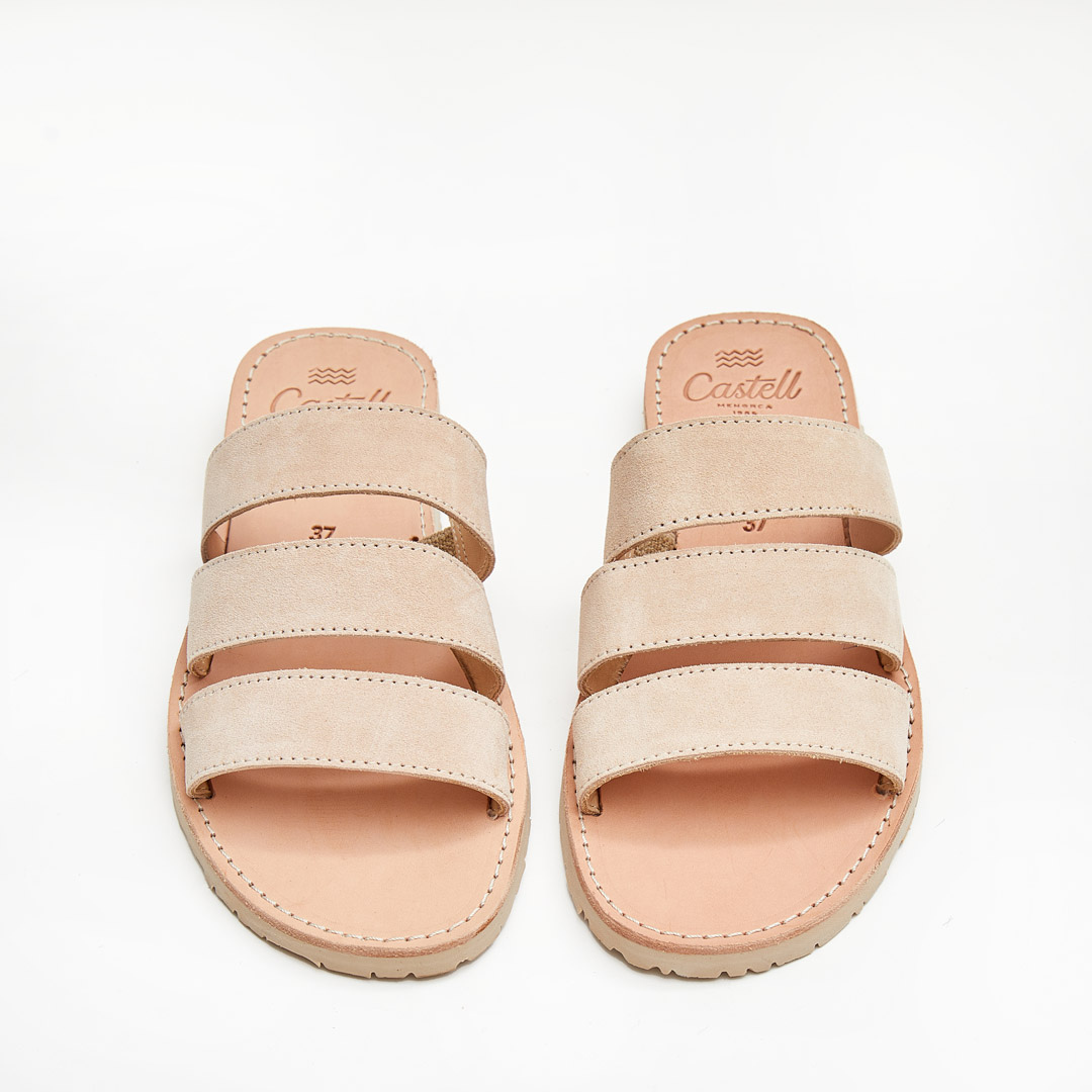Triple Strap Sandals | Beige