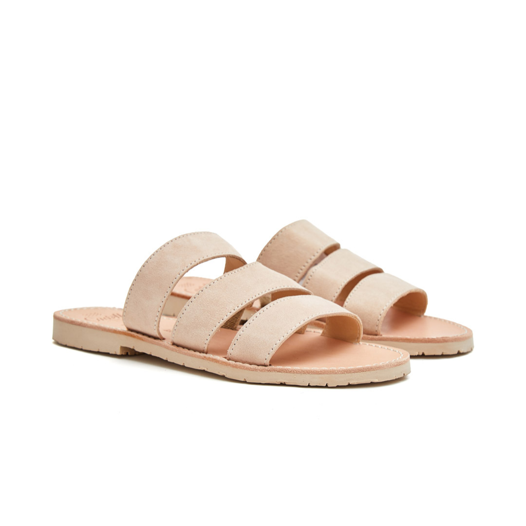 Triple Strap Sandals | Beige