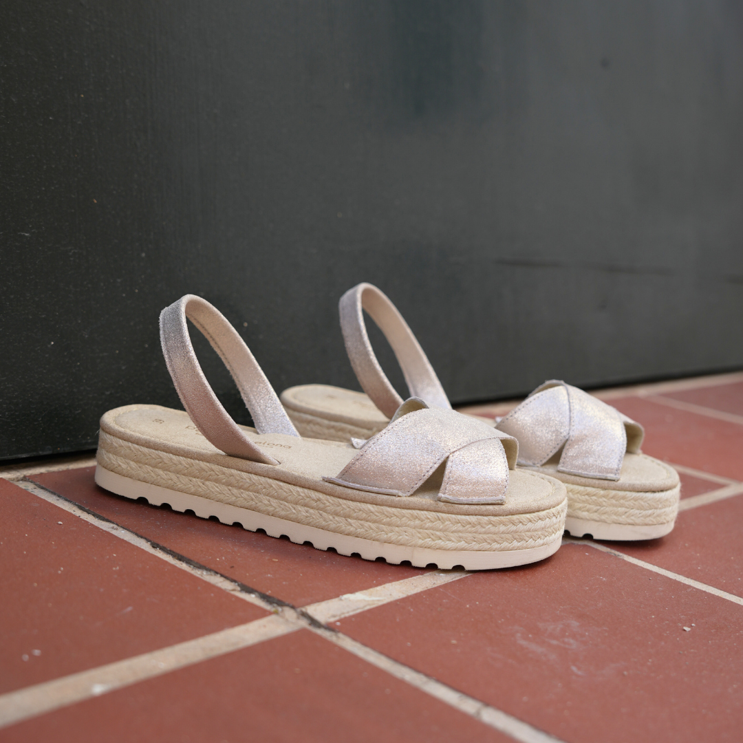 Cross over Platform Avarcas | Shimmer