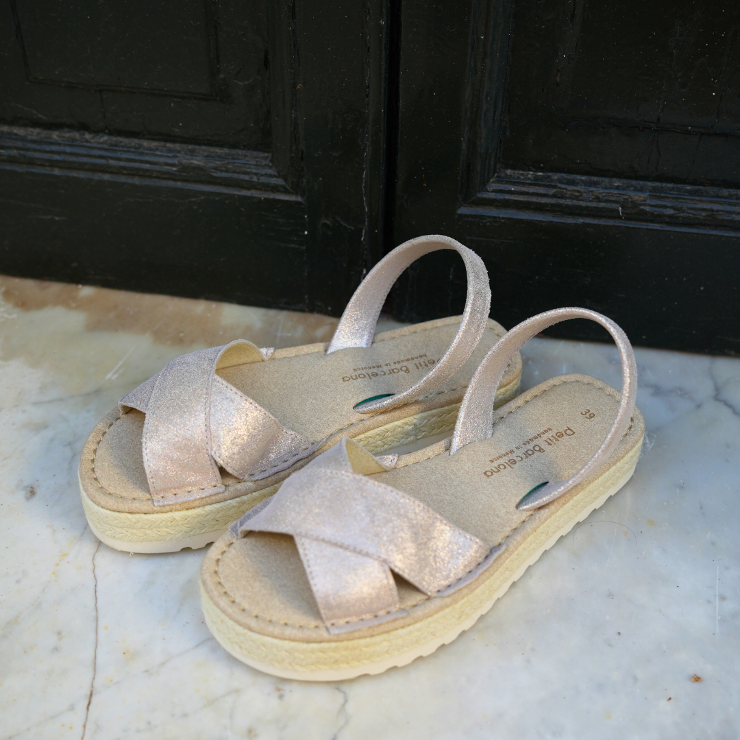 Cross over Platform Avarcas | Shimmer