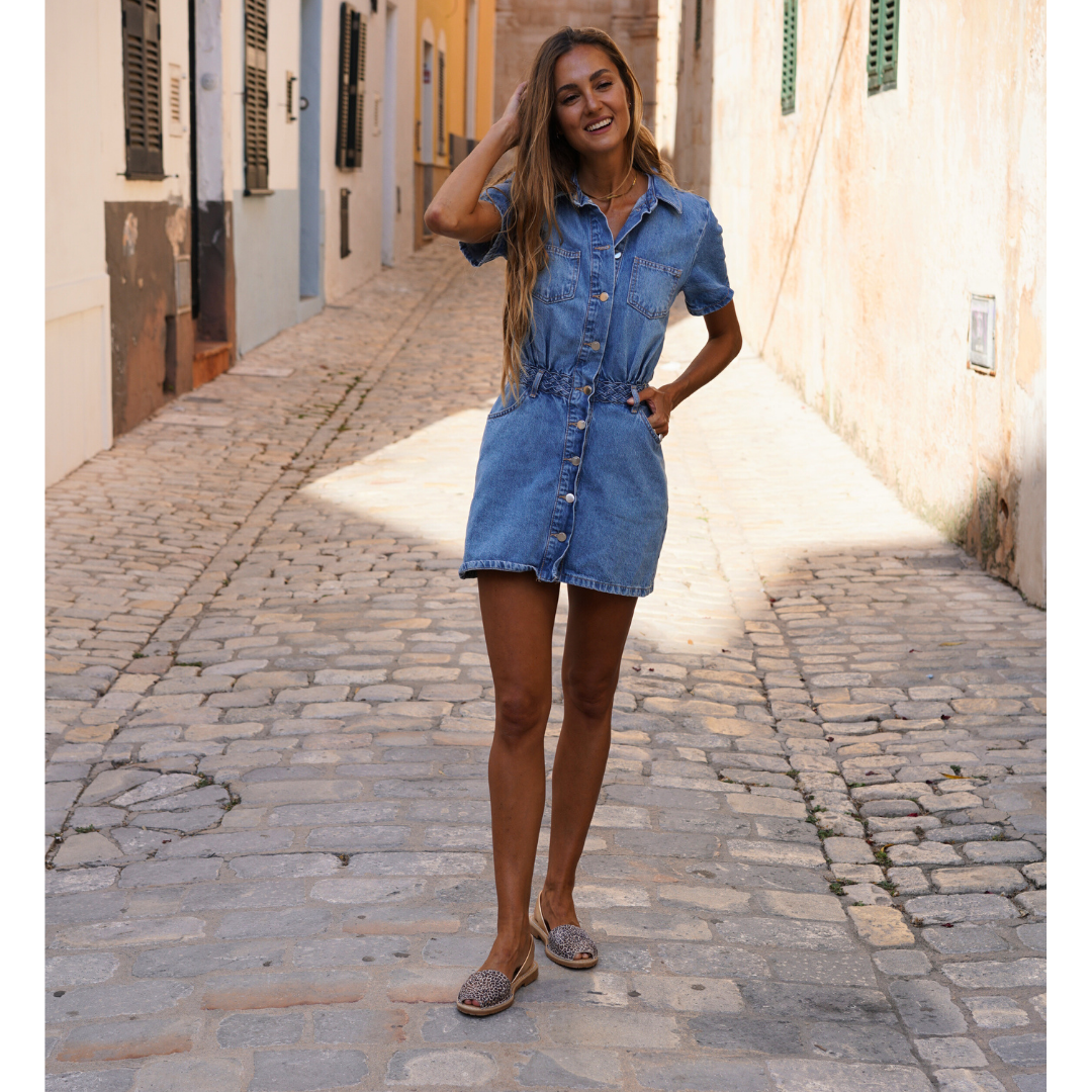 Petit Barcelona Panther Flat Leather Avarca Sandals