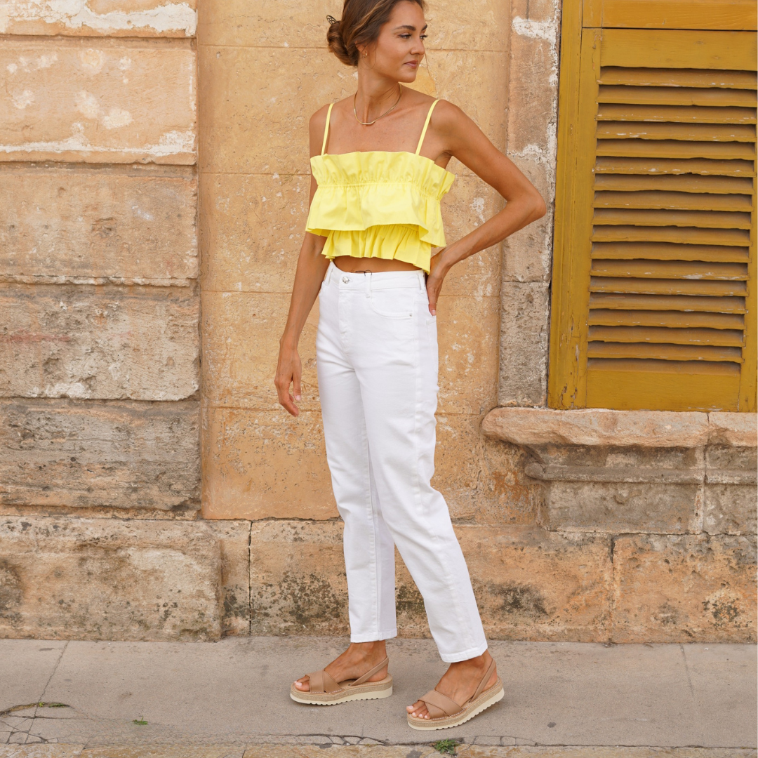 Petit Barcelona Tan Leather Cross Over Platform Avarca Sandals