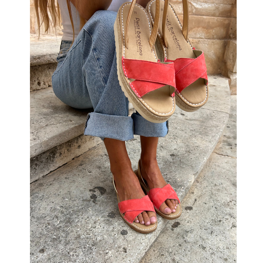 Cross Over Flat Avarcas | Watermelon (Padded)