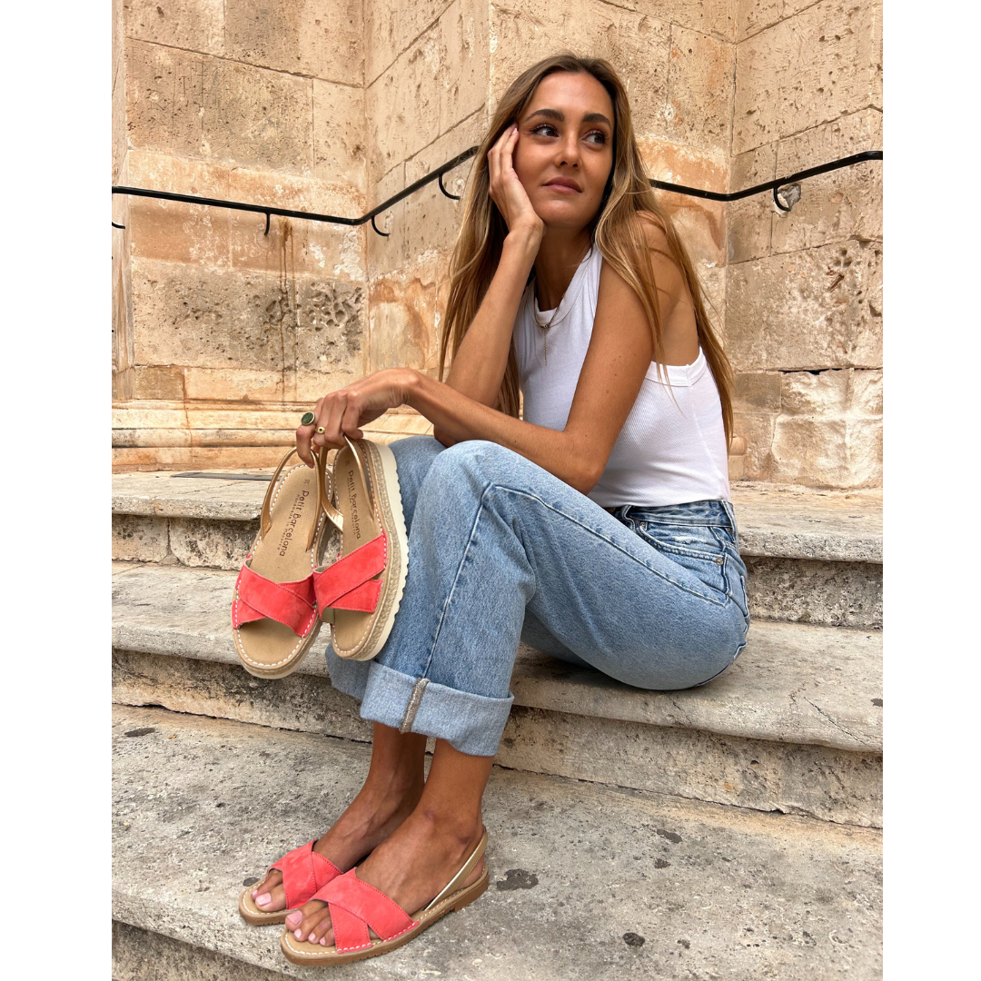 Cross Over Flat Avarcas | Watermelon (Padded)