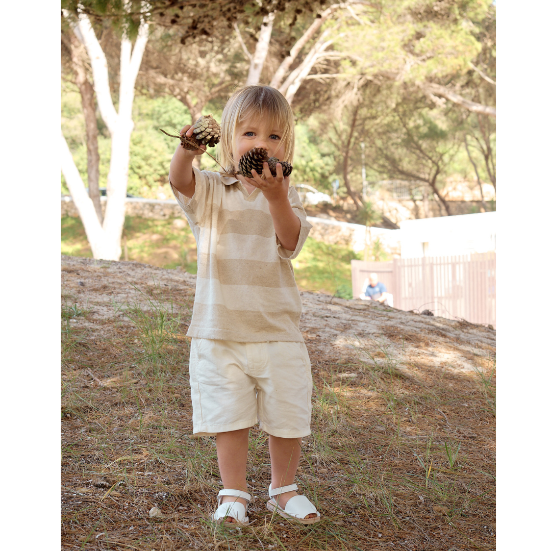 Kids | Flat Ankle Strap Avarcas | White