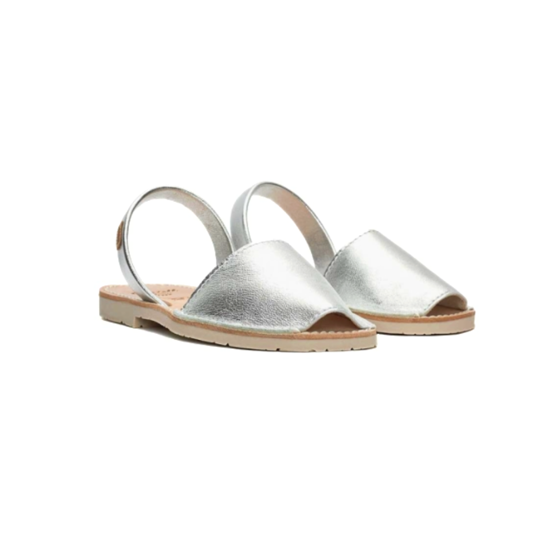 Kids | Flat Avarcas | Metallic Silver