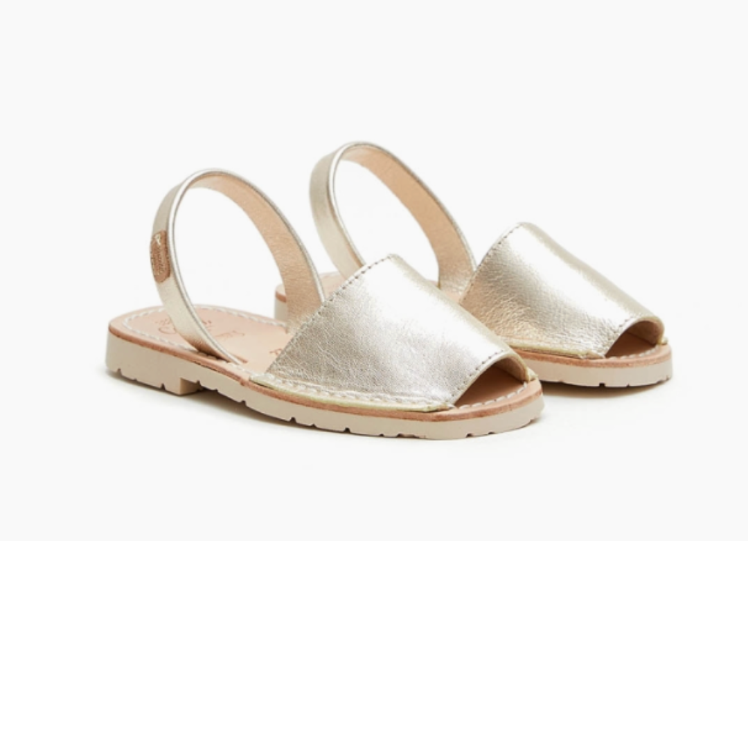 Kids | Flat Avarcas | Metallic Champagne
