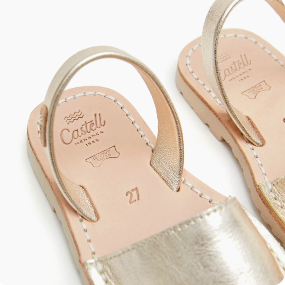 Kids | Flat Avarcas | Metallic Champagne