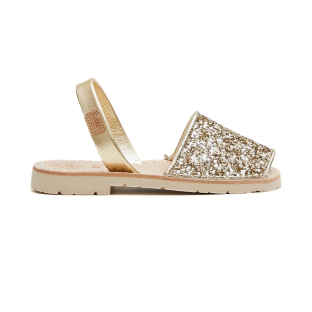 Kids | Flat Avarcas | Glitter Gold