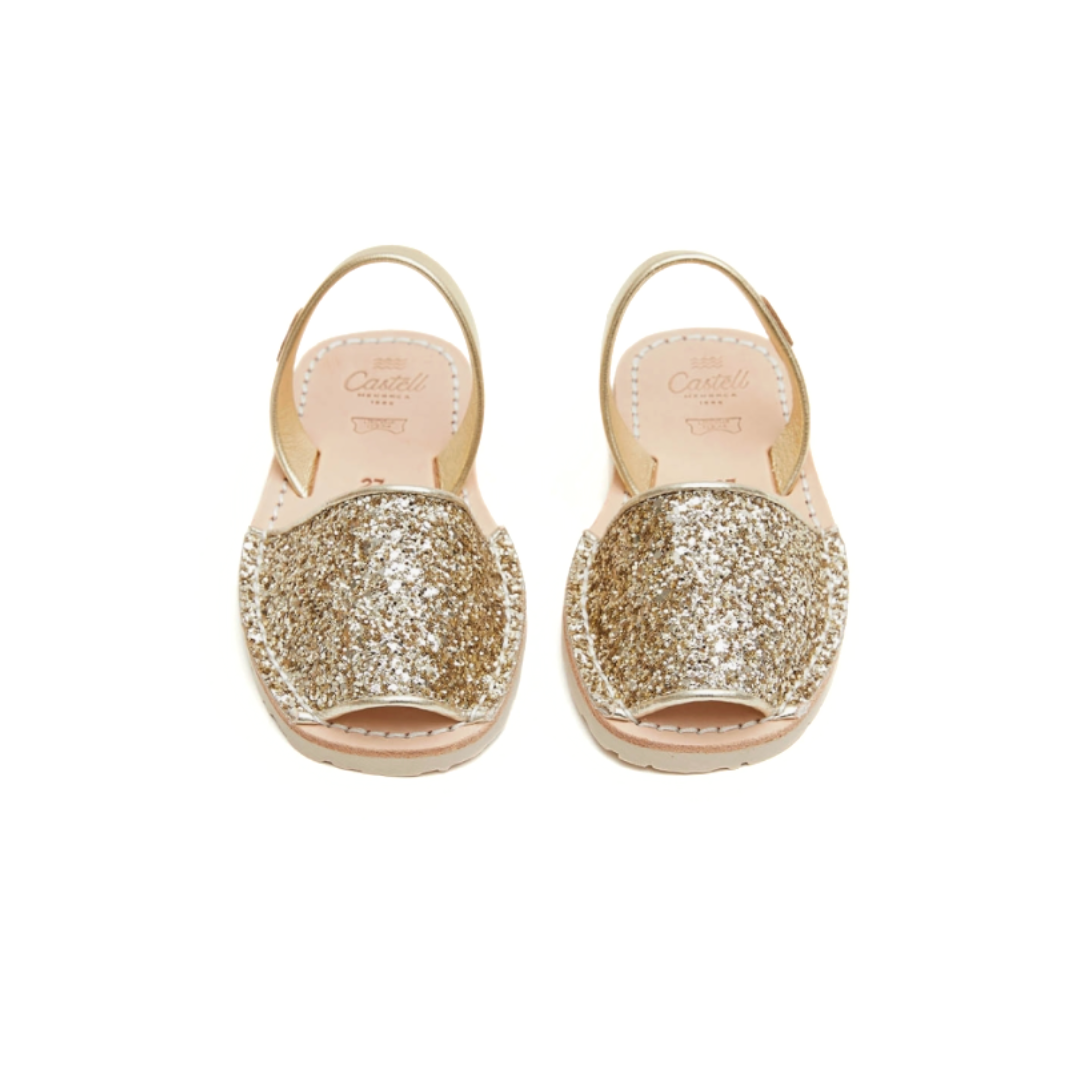 Kids | Flat Avarcas | Glitter Gold