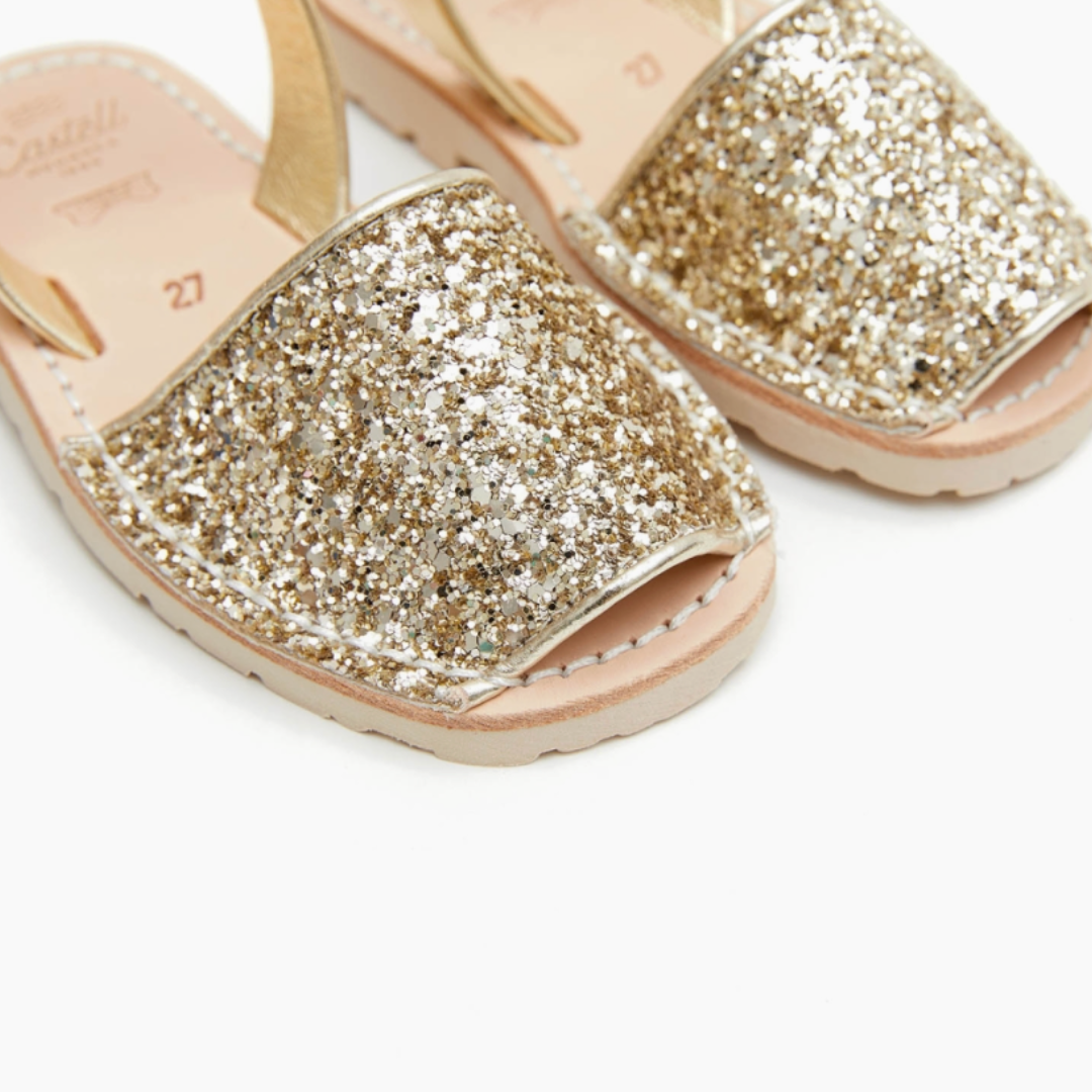 Kids | Flat Avarcas | Glitter Gold