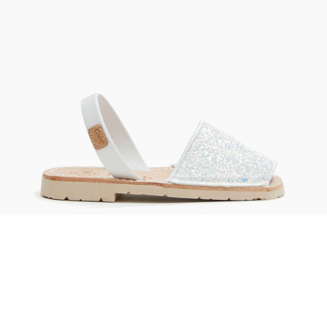 Kids | Flat Avarcas | Glitter White