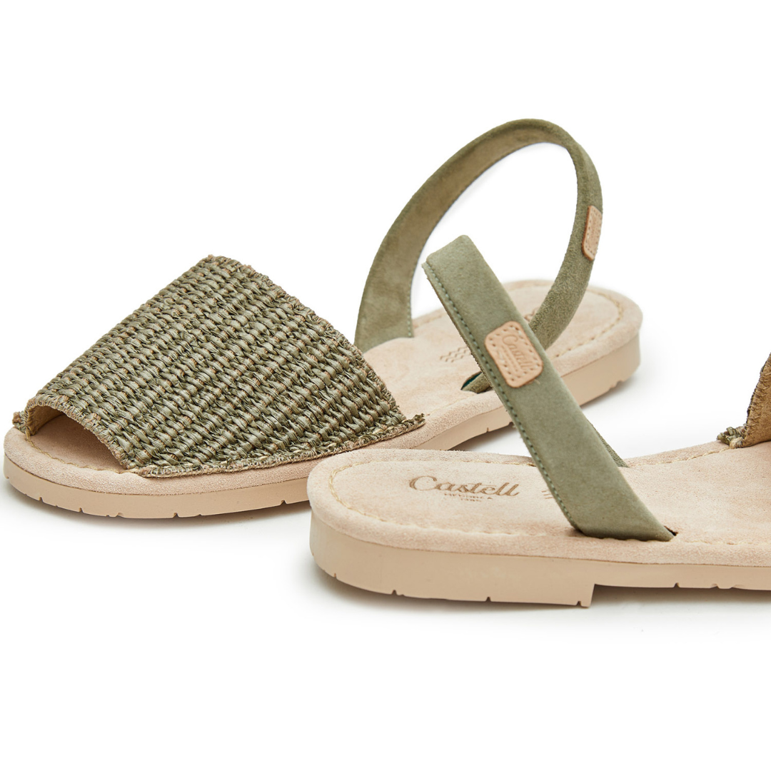Flat Avarcas | Raffia Olive