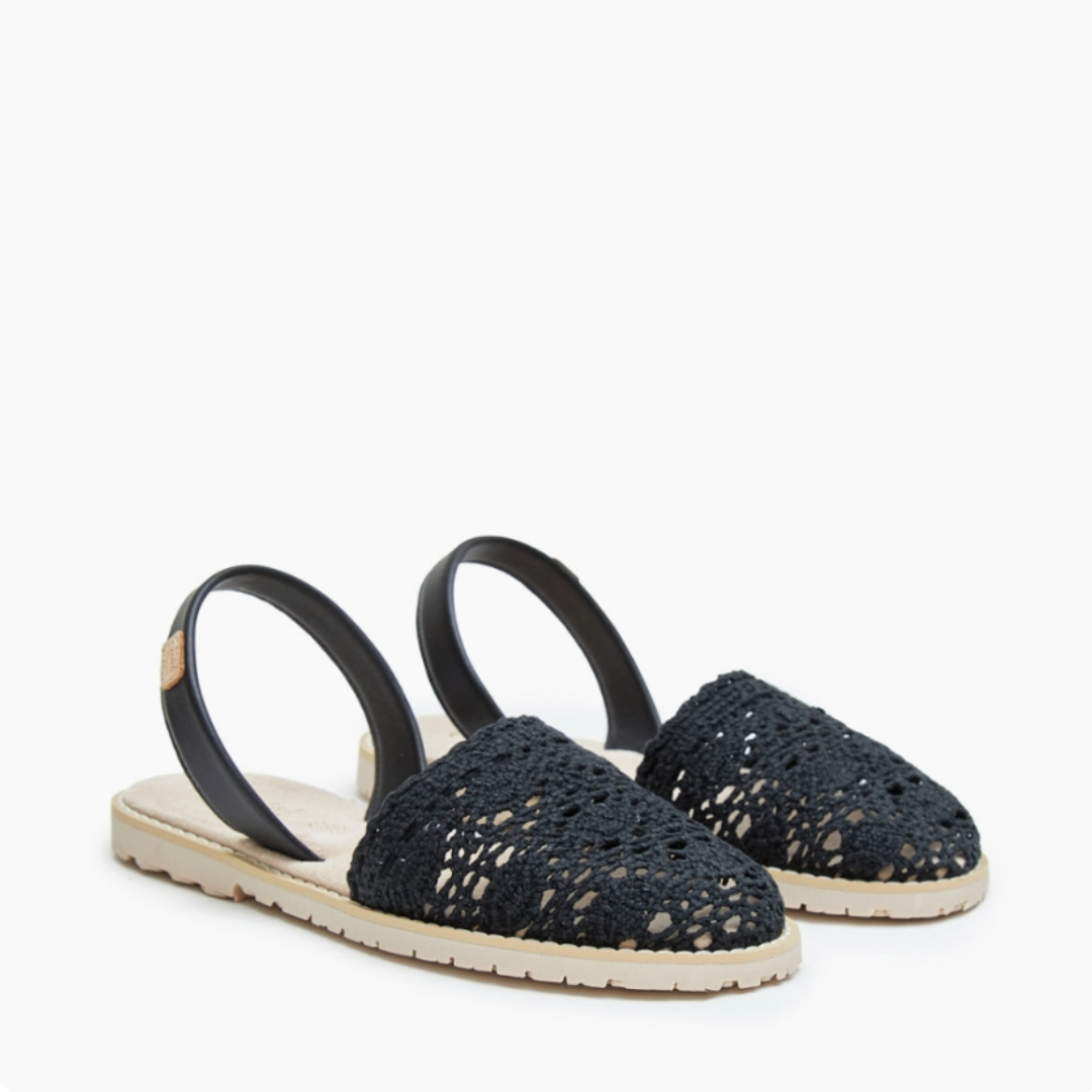 Flat Avarcas | Black Crochet