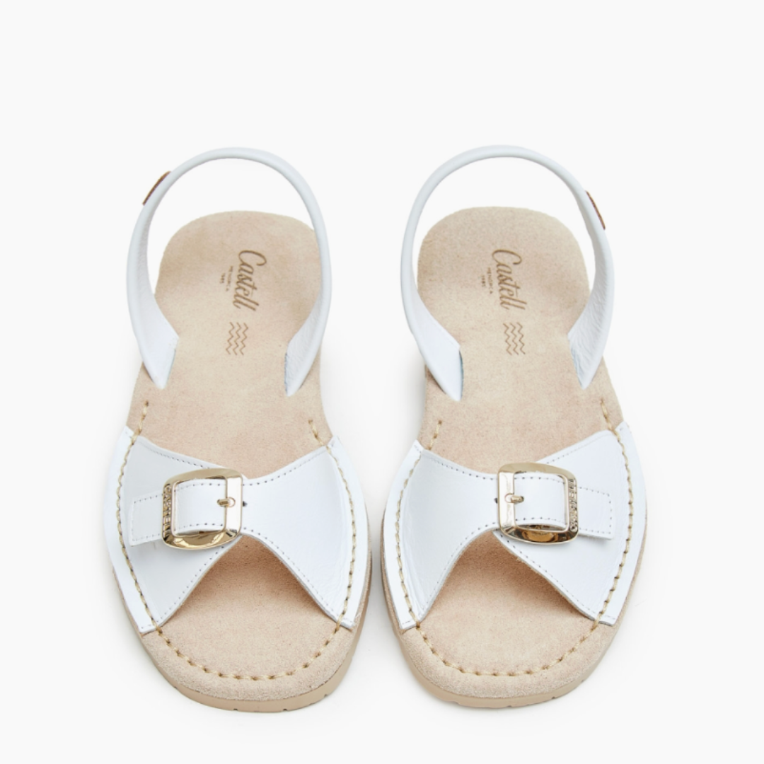 Flat Avarcas | White Gold Buckle