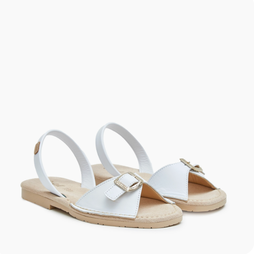 Flat Avarcas | White Gold Buckle