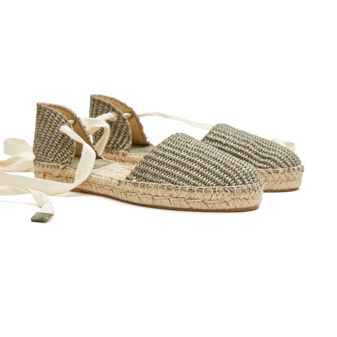 Flat Espadrilles | Raffia Olive