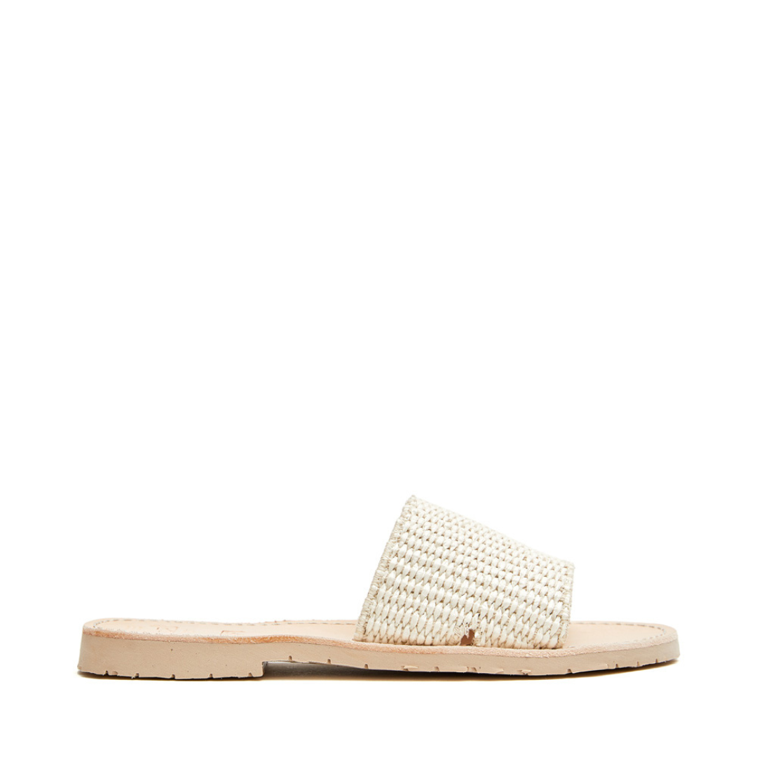 Slide Sandals | Raffia Cream