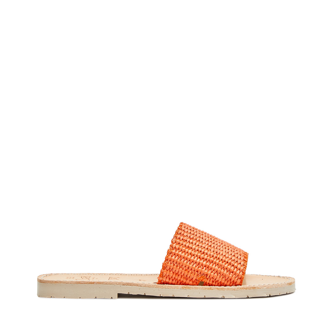 Slide Sandals | Raffia Orange