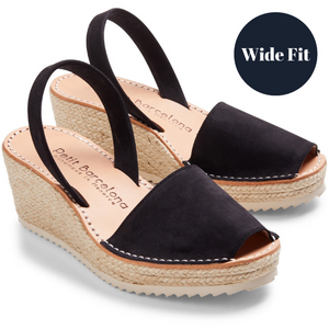 Wide Fit | Wedges | Black (Padded)
