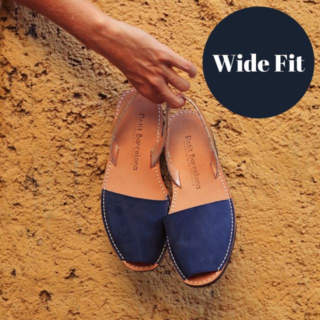 Wide Fit | Flat Avarcas | Navy Rose Gold