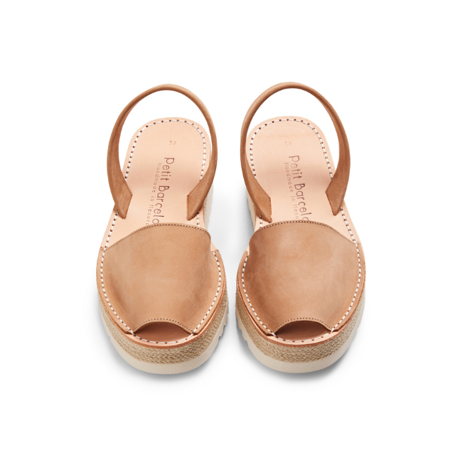 Shop our best selling Wide Fit Platform Avarcas in Tan - PetitBarcelona