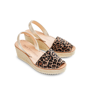Wedges | Leopard Champagne Suede - PetitBarcelona