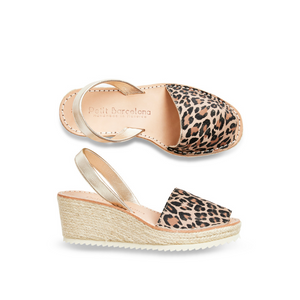 Wedges | Leopard Champagne Suede - PetitBarcelona