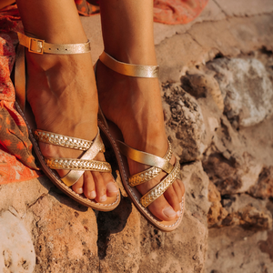 Roman Sandals | Metallic Oro Gold - PetitBarcelona